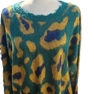 UMGEE NWT Green and Gold Leopard Print Sweater Size XL